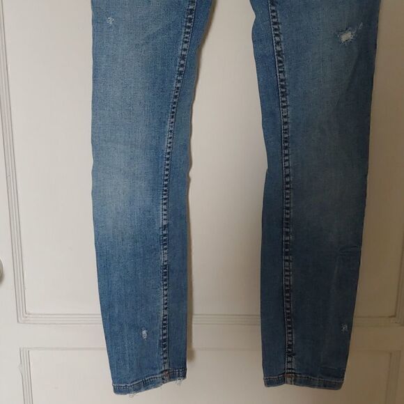 Zara Woman Premium Denim Collection Distressed Skinny Jeans Size 2 Light wash - Picture 6 of 10